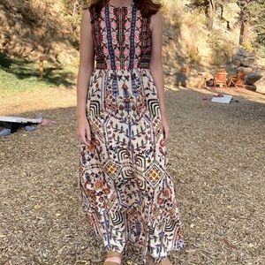 Anthropologie Valerie Embroidered Maxi Dress
